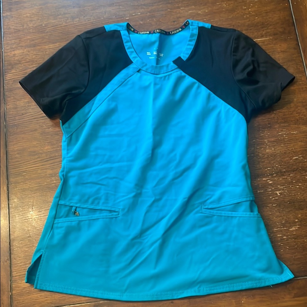 Women's Careisma Scrub Top Blue and Black